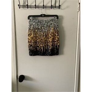 Sequin body con skirt, size small.